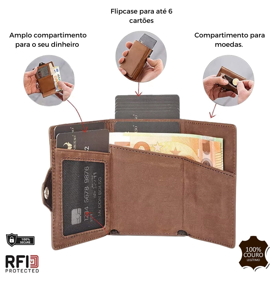 Carteira Masculina em Couro Genuíno - Galdino