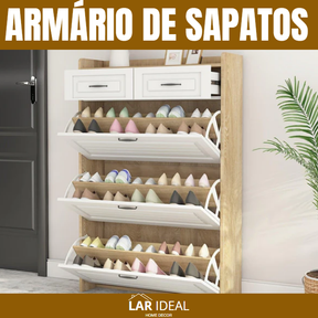 Armário de Sapatos com 3 Portas e 2 Gavetas + Brinde